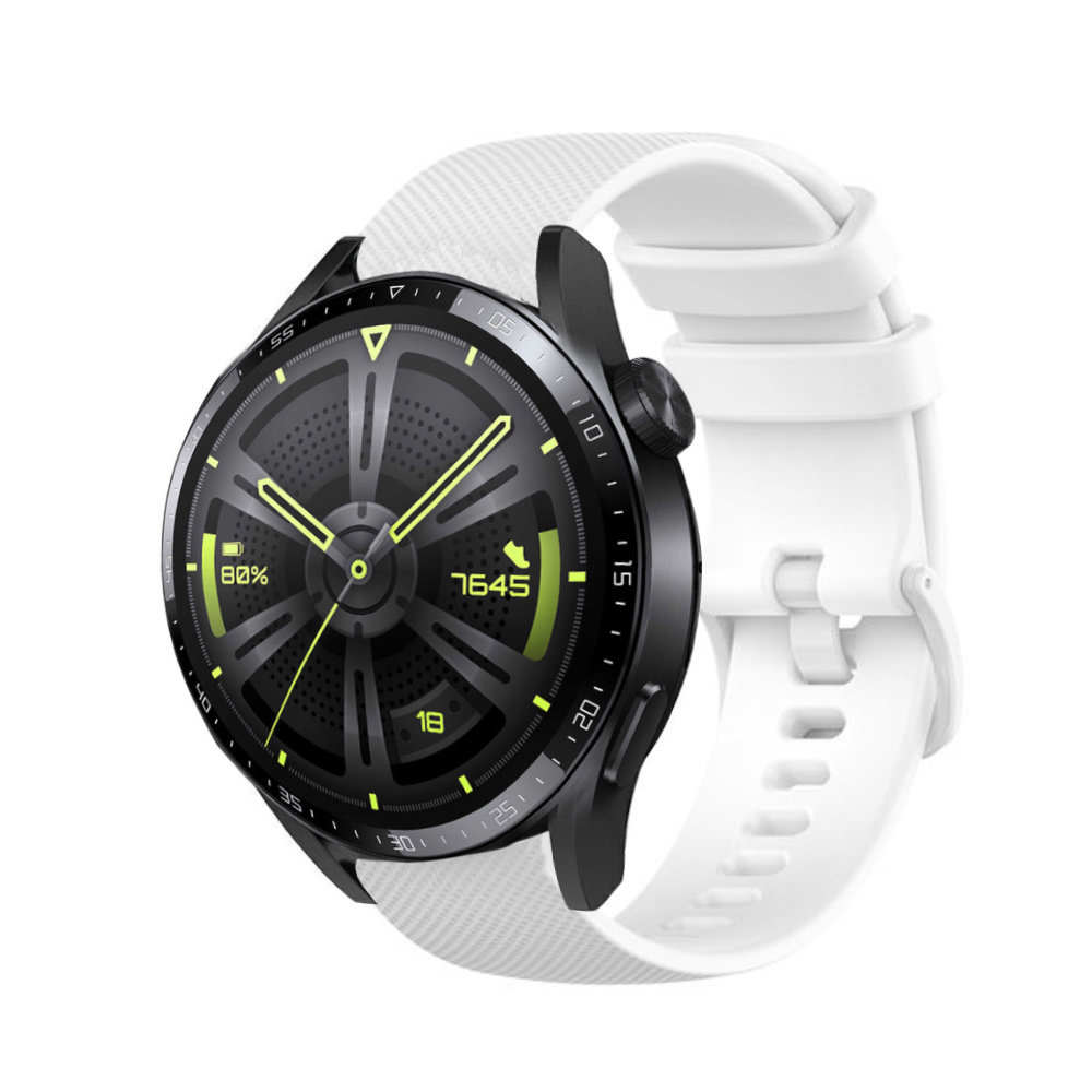 Strap-it® Strap-it Huawei Watch GT 3 46mm Luxus-Silikonarmband (Weiß)