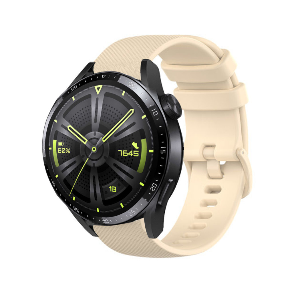 Strap-it® Strap-it Huawei Watch GT 3 46mm Luxus-Silikonarmband (Beige)