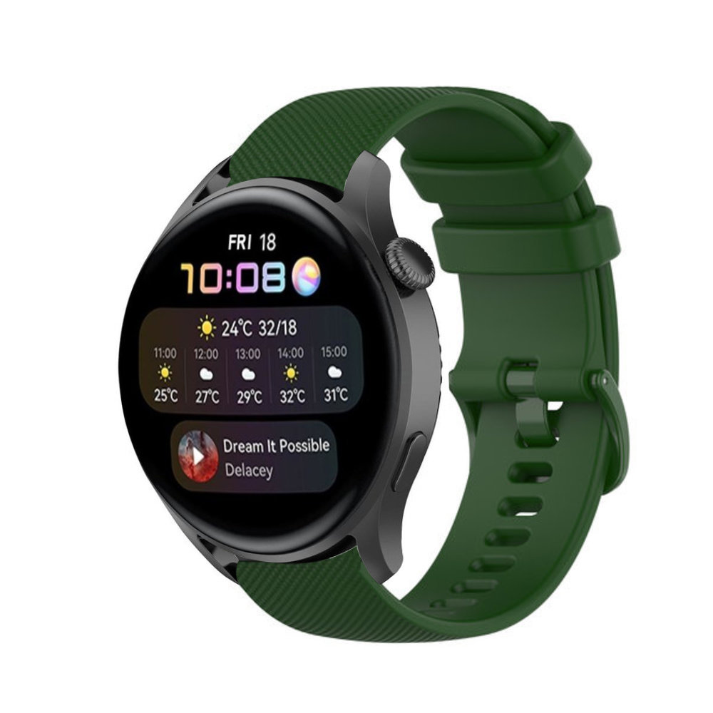 Strap-it® Strap-it Huawei Watch 3 (Pro) Luxus-Silikonarmband (Armeegrün)