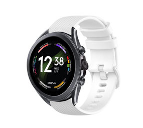 Strap-it® Fossil Gen 6 44mm Luxus-Silikonarmband (Weiß) Strap-it® Fossil Gen 6 44mm Luxus-Silikonarmband (Weiß)