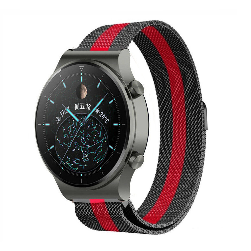 Strap-it® Strap-It Huawei Watch GT 2 Pro Milanese-Armband (Schwarz/Rot)
