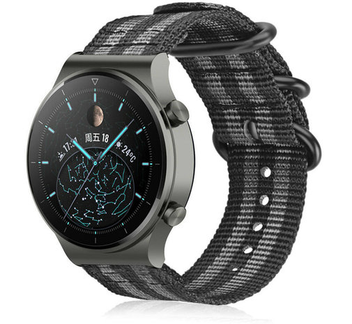 Strap-it® Strap-it Huawei Watch GT 2 Pro Nylon Schnallenarmband (Schwarz/Grau) Strap-it® Strap-it Huawei Watch GT 2 Pro Nylon Schnallenarmband (Schwarz/Grau)