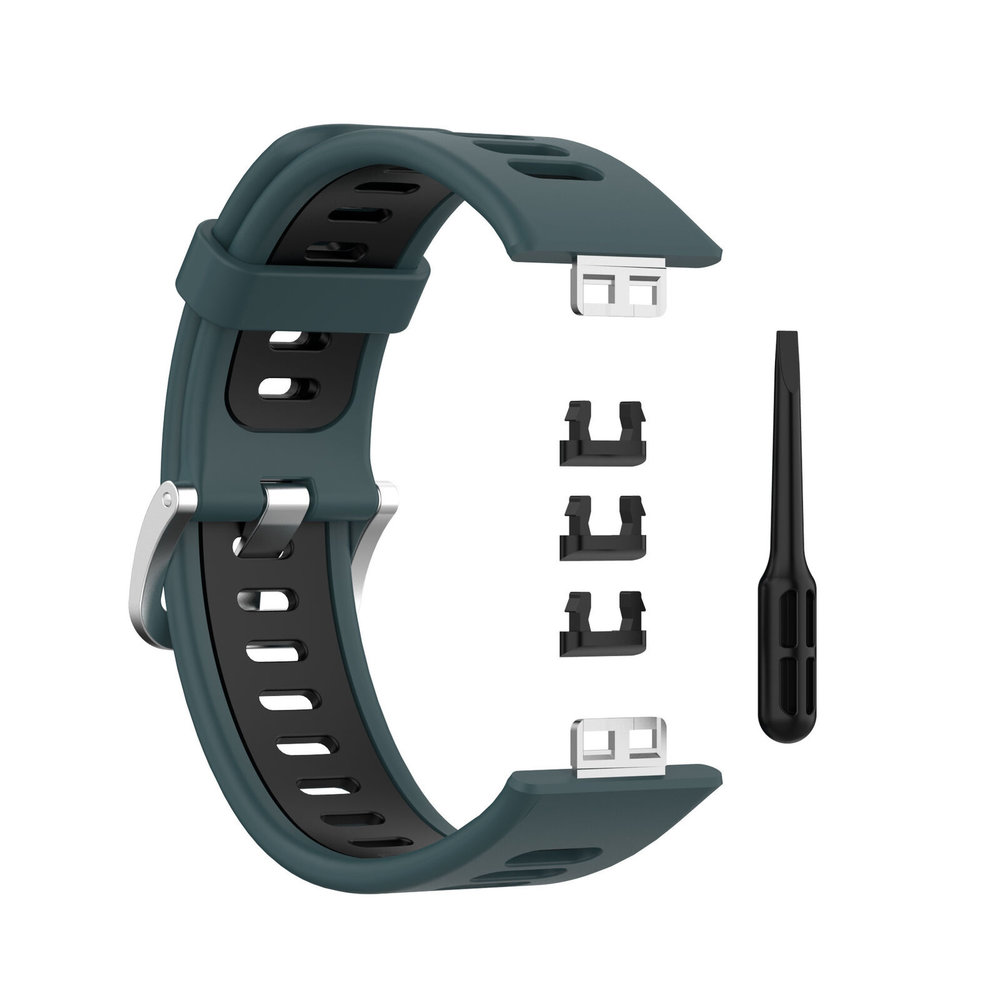 Strap-it® Strap-it Huawei Watch Fit New Sport Schnallenarmband (Grün/Schwarz)