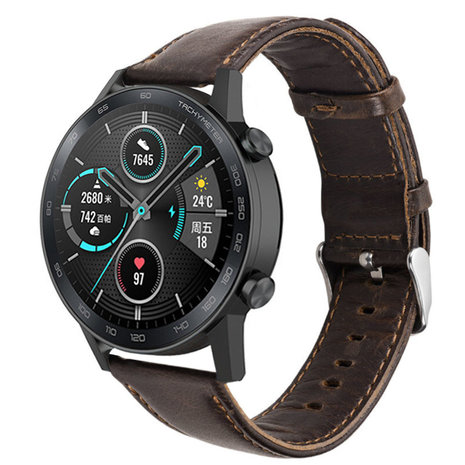 Strap-it® Strap-it Honor Magic Watch 2 Lederarmband (Dunkelbraun)
