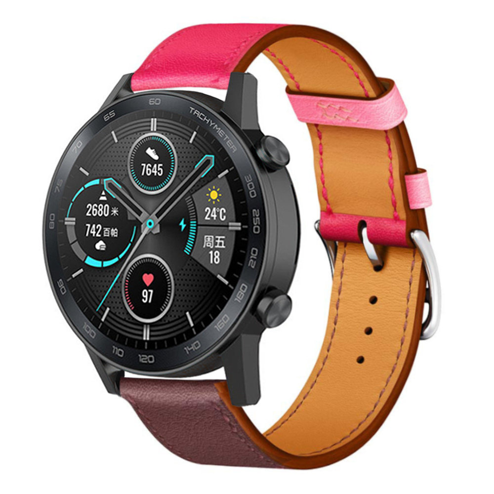 Strap-it® Strap-it Honor Magic Watch 2 Lederarmband (Hellrosa/Rotbraun)