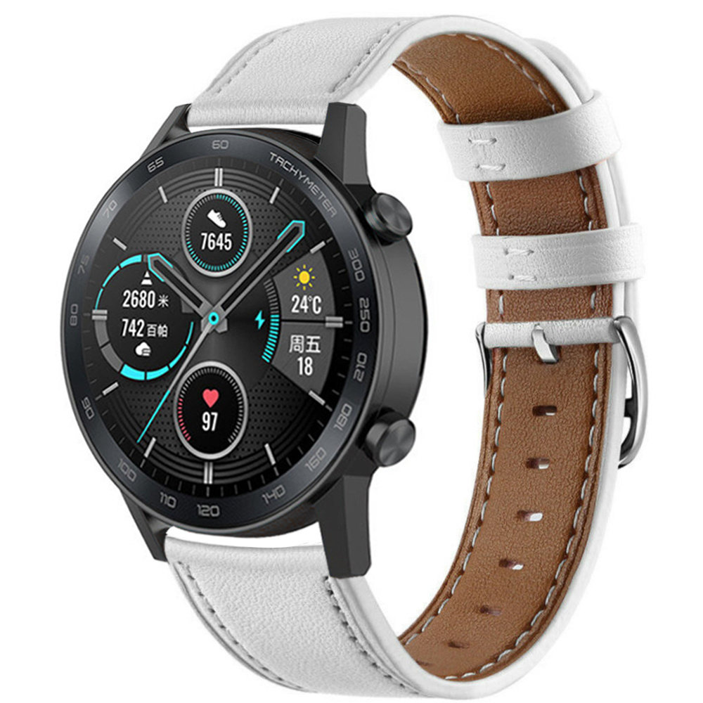 Strap-it® Strap-it Honor Magic Watch 2 Armband Leder (Weiß)