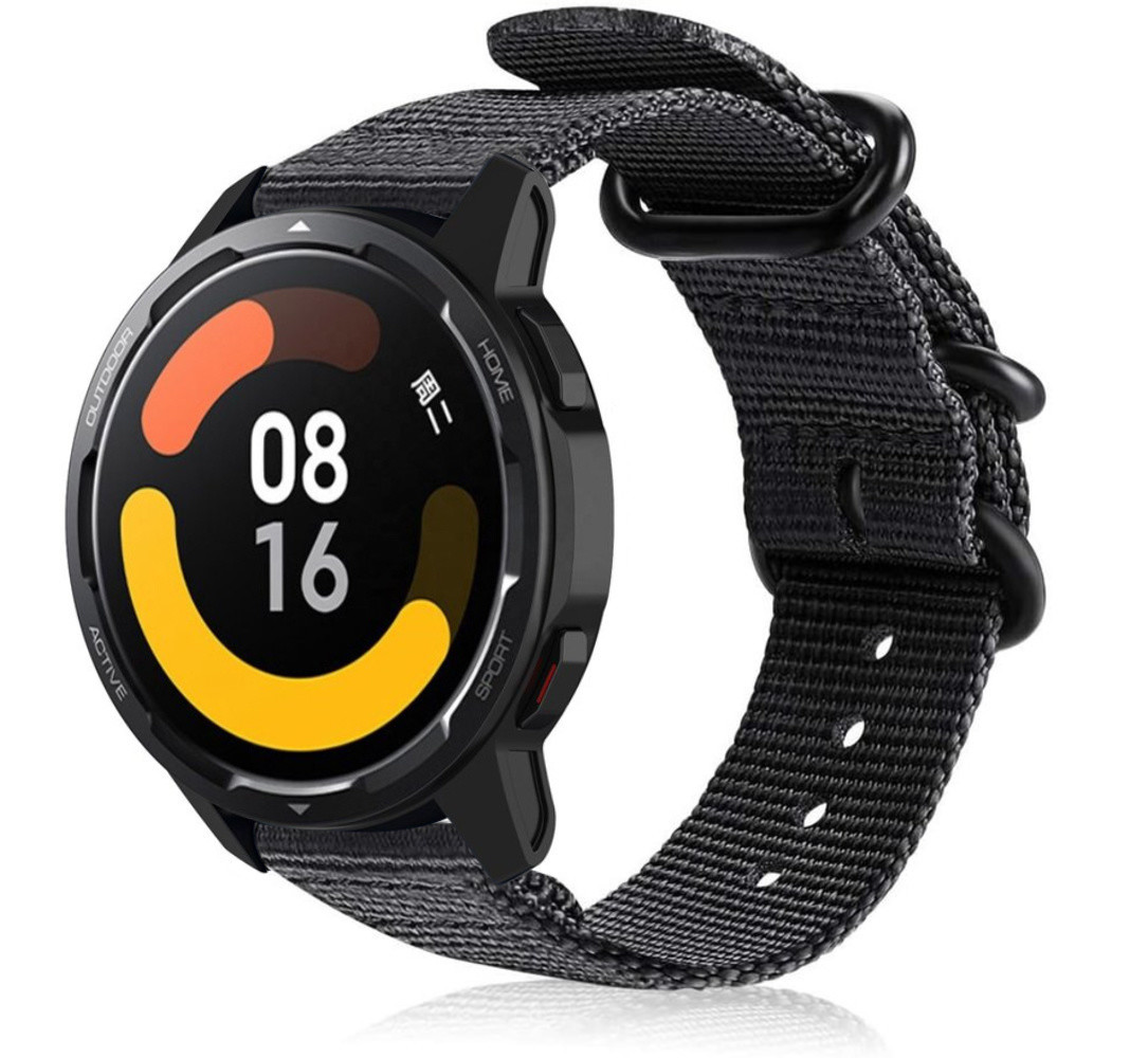 Strap-it® Strap-it Xiaomi Watch S1 Nylon Schnallenarmband (Schwarz)