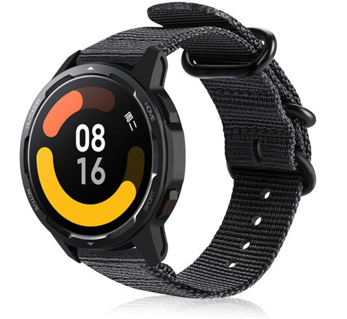 Strap-it® Strap-it Xiaomi Watch S1 Nylon Schnallenarmband (Schwarz)