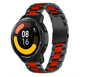 Strap-it® Xiaomi Watch S1 Stahlarmband (Schwarz/Rot) Strap-it® Xiaomi Watch S1 Stahlarmband (Schwarz/Rot)