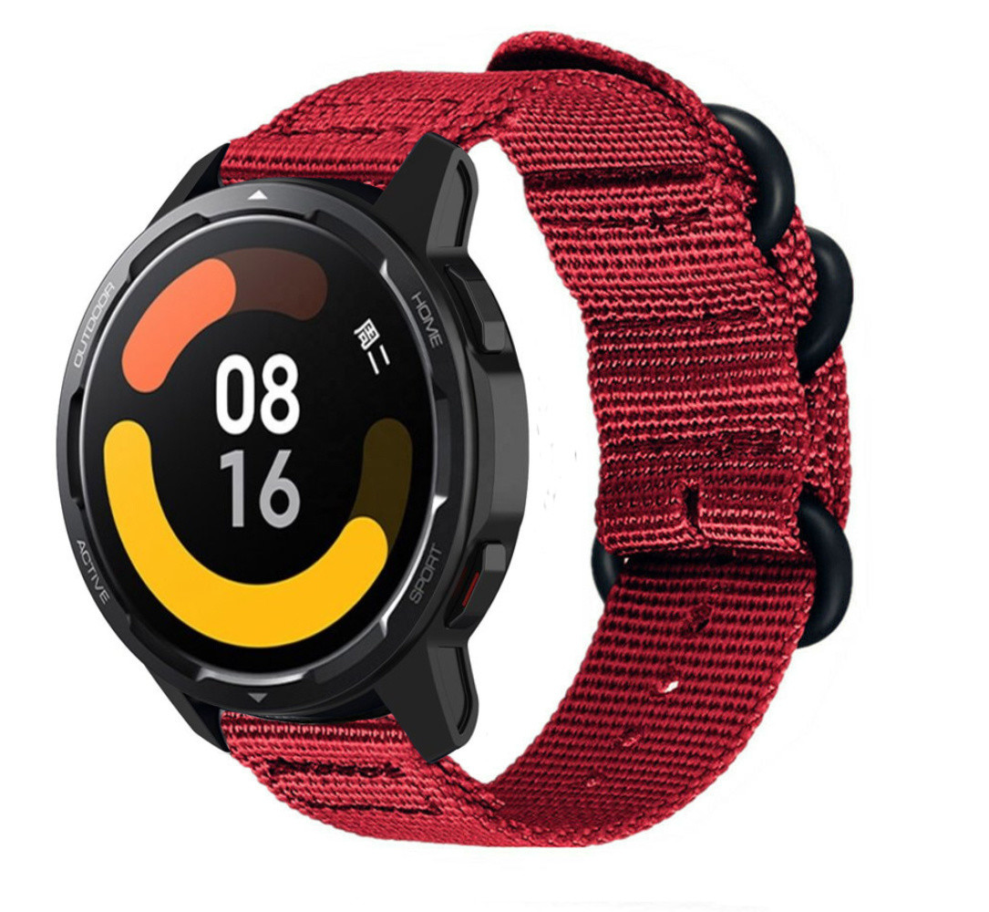 Strap-it® Strap-it Xiaomi Watch S1 Nylon-Schnallenarmband (Rot)