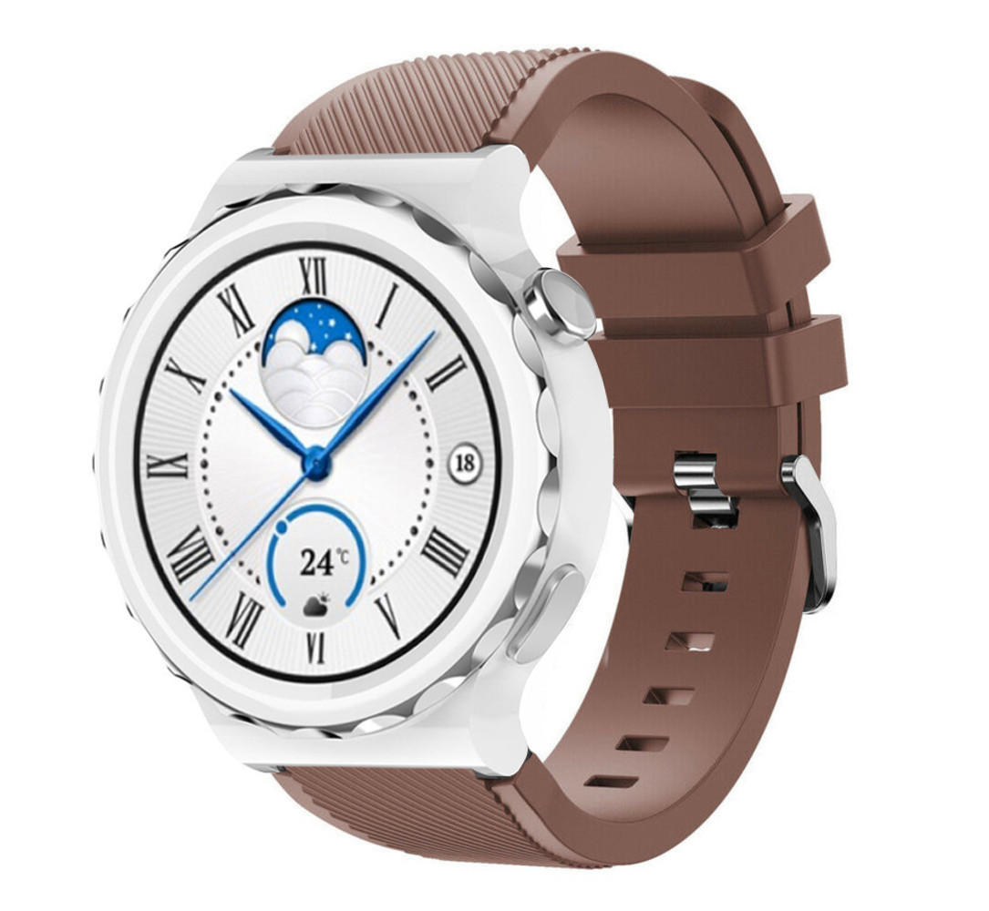 Strap-it® Strap-it Huawei Watch GT 3 Pro 43mm Silikonarmband (Kaffeebraun)
