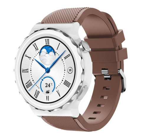 Strap-it® Strap-it Huawei Watch GT 3 Pro 43mm Silikonarmband (Kaffeebraun)