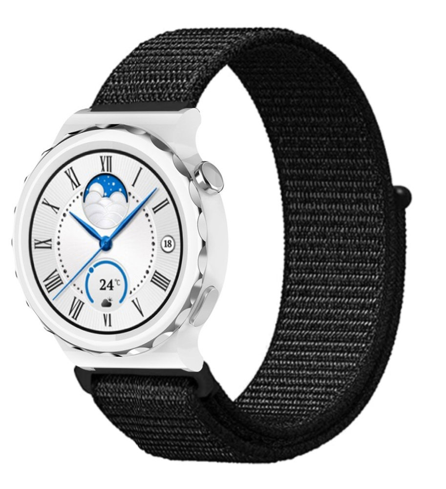Strap-it® Strap-it Huawei Watch GT 3 Pro 43mm Nylonarmband (Schwarz)