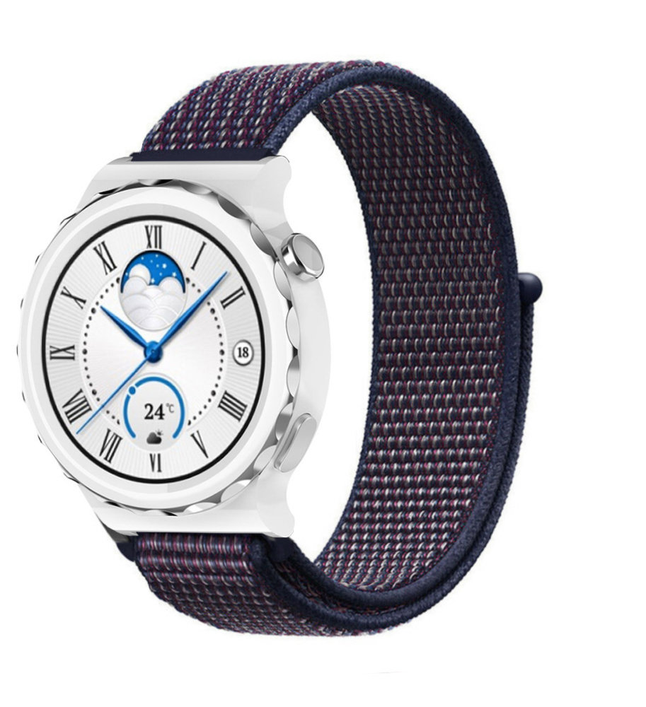 Strap-it® Strap-it Huawei Watch GT 3 Pro 43mm Nylonarmband (Lila-Blau)