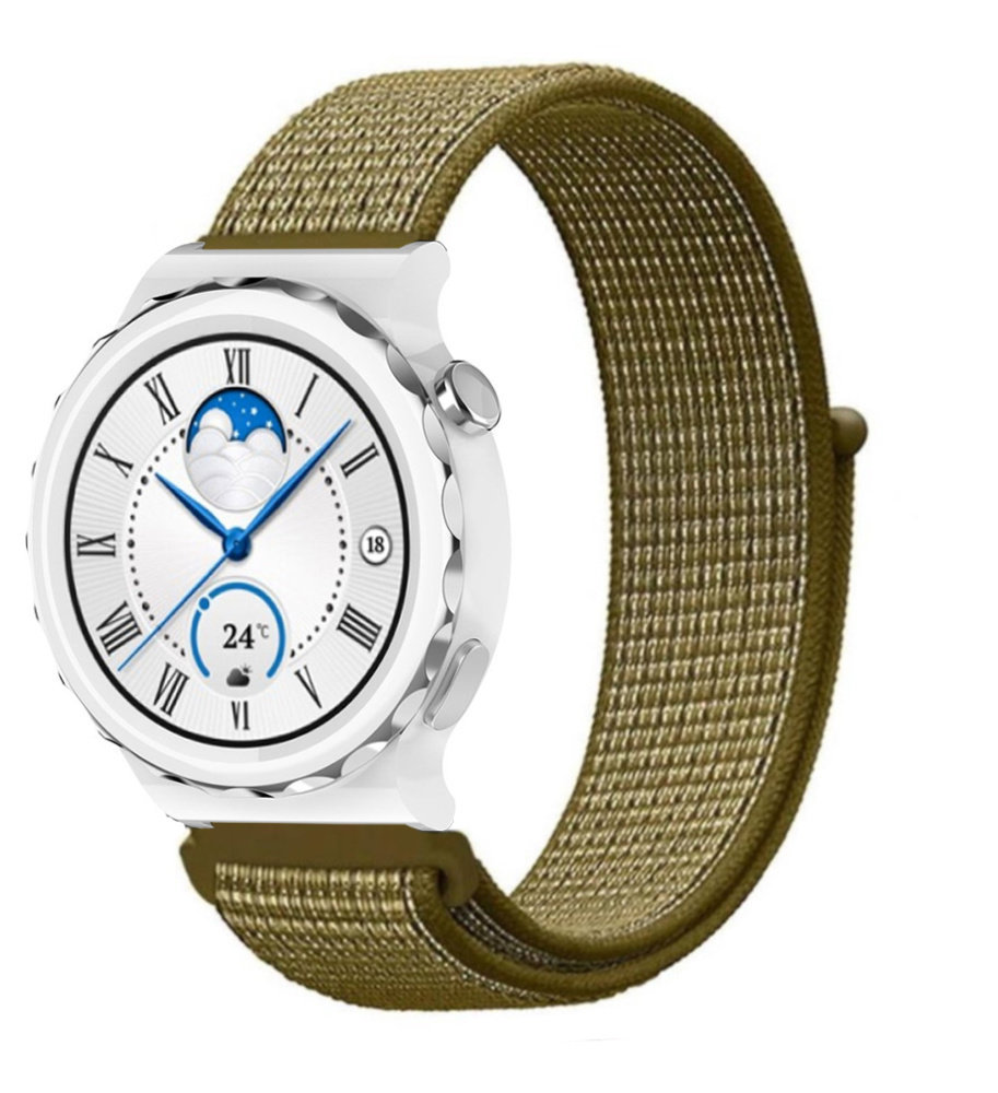 Strap-it® Strap-it Huawei Watch GT 3 Pro 43mm Nylonarmband (Oliv)