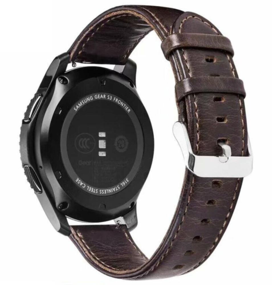 Strap-it® Strap-it Huawei Watch GT 3 Pro 43mm Lederarmband (Dunkelbraun)