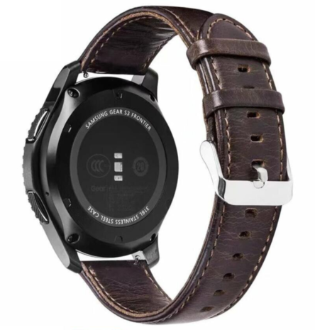 Strap-it® Strap-it Huawei Watch GT 3 Pro 43mm Lederarmband (Dunkelbraun)