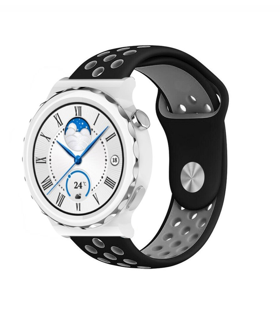 Strap-it® Strap-it Huawei Watch GT 3 Pro 43mm Sportarmband (Schwarz/Grau)