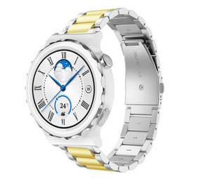 Strap-it® Huawei Watch GT 3 Pro 43mm Stahlarmband (Silber/Gold) Strap-it® Huawei Watch GT 3 Pro 43mm Stahlarmband (Silber/Gold)