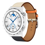 Strap-it® Huawei Watch GT 3 Pro 43mm Lederarmband (Weiß/Dunkelblau)