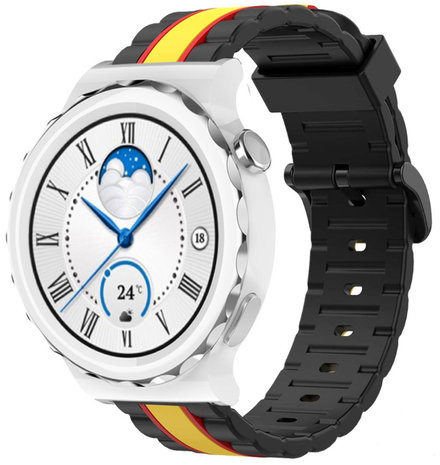 Strap-it® Strap-it Huawei Watch GT 3 Pro 43mm Special Edition Armband (Schwarz/Gelb)