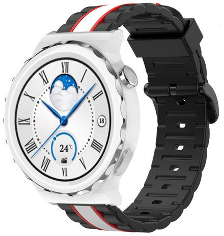 Strap-it® Strap-it Huawei Watch GT 3 Pro 43mm Special Edition Armband (Schwarz/Weiß)