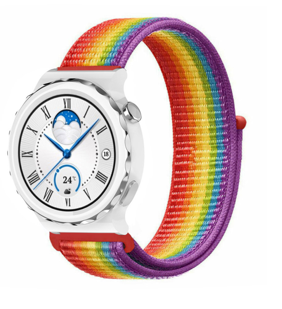 Strap-it® Strap-it Huawei Watch GT 3 Pro 43mm Nylonarmband (Regenbogen)