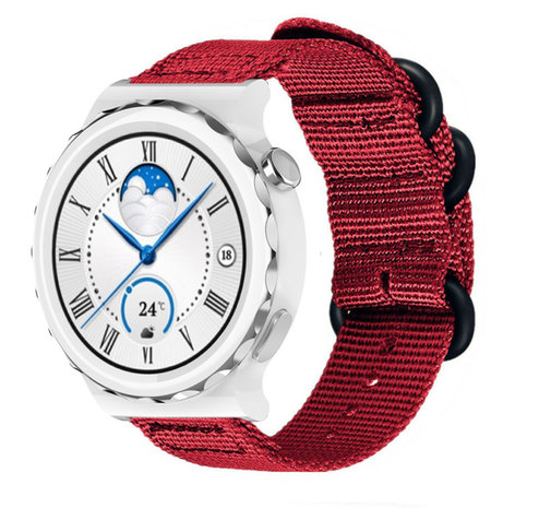 Strap-it® Strap-it Huawei Watch GT 3 Pro 43mm Nylon-Schnallenarmband (Rot)