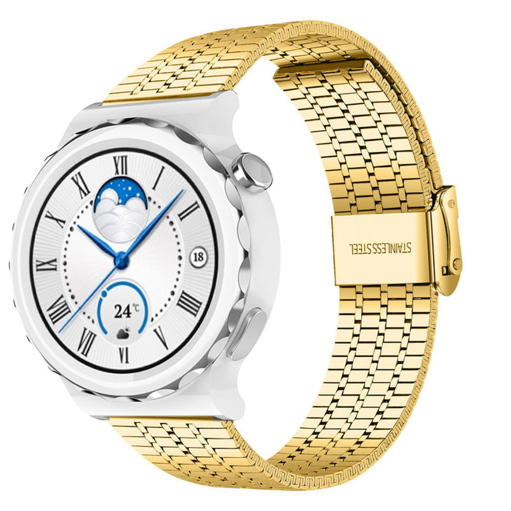 Strap-it® Strap-it Huawei Watch GT 3 Pro 43mm Luxus-Stahlarmband (Gold)