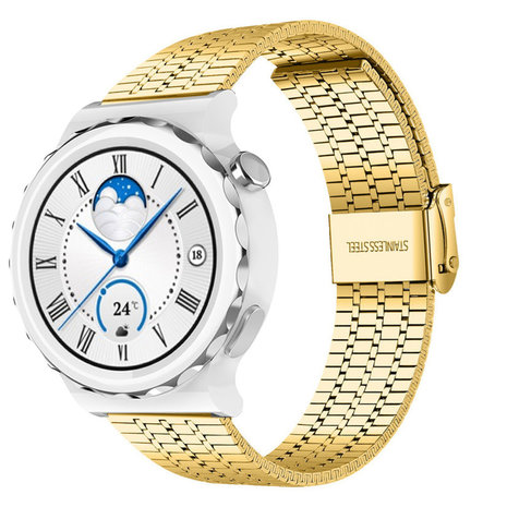 Strap-it® Strap-it Huawei Watch GT 3 Pro 43mm Luxus-Stahlarmband (Gold)