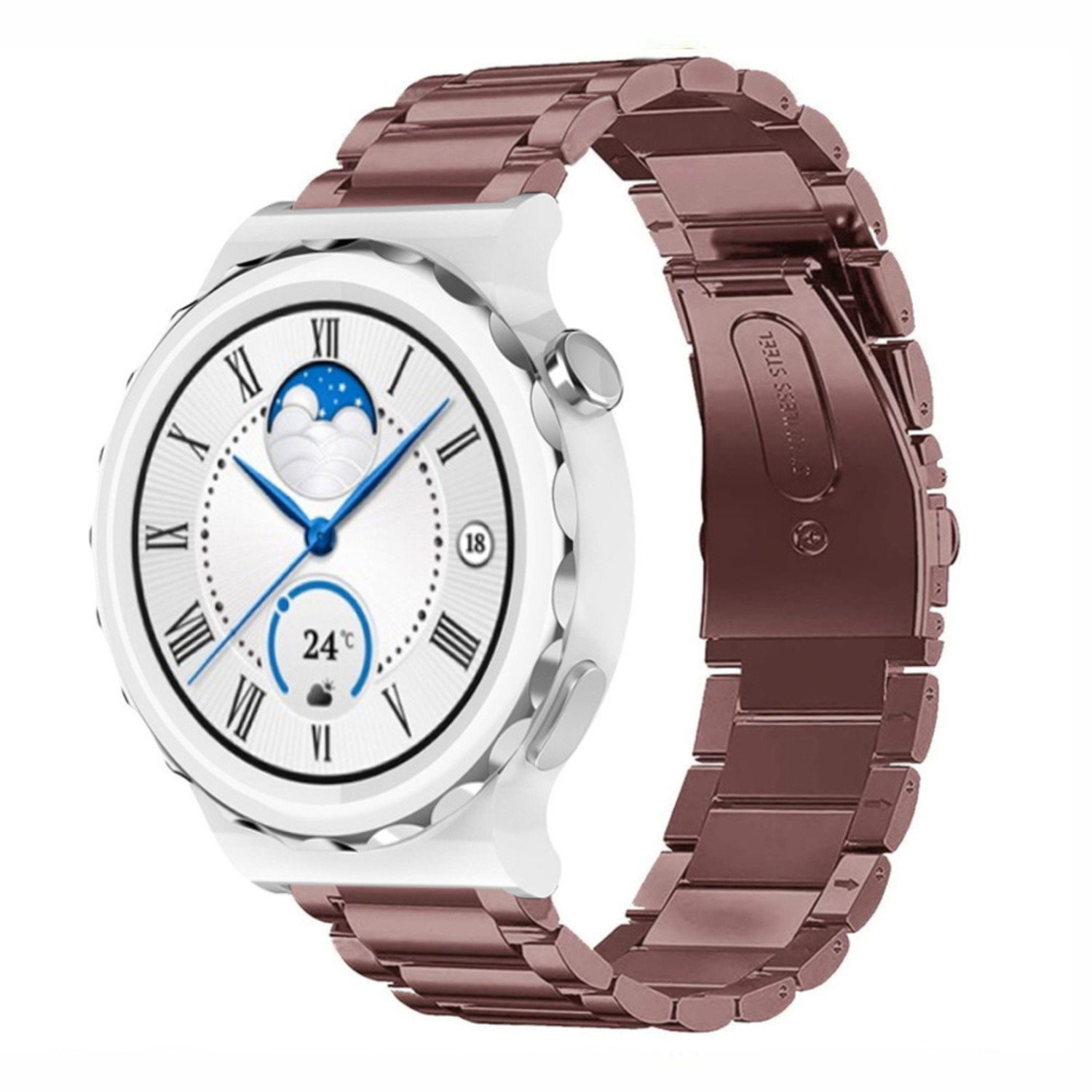 Strap it Strap it Huawei Watch GT 3 Pro 43mm Stahlarmband Bronze Gold
