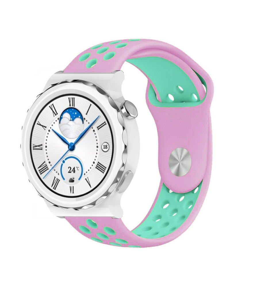 Strap-it® Strap-it Huawei Watch GT 3 Pro 43mm Sportarmband (Rosa/Aqua) Strap-it® Strap-it Huawei Watch GT 3 Pro 43mm Sportarmband (Rosa/Aqua)