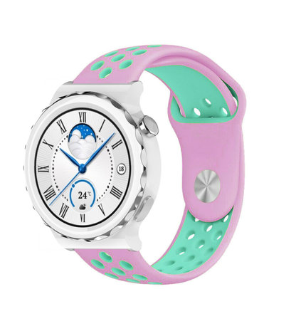 Strap-it® Strap-it Huawei Watch GT 3 Pro 43mm Sportarmband (Rosa/Aqua) Strap-it® Strap-it Huawei Watch GT 3 Pro 43mm Sportarmband (Rosa/Aqua)