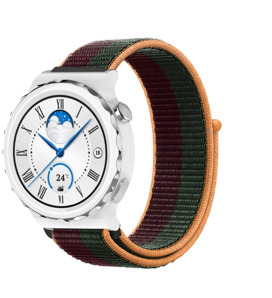 Strap-it® Strap-it Huawei Watch GT 3 Pro 43mm Nylonarmband (Dunkel Kirsche)