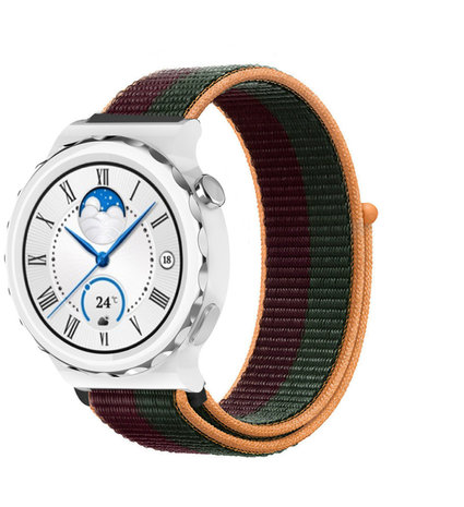 Strap-it® Strap-it Huawei Watch GT 3 Pro 43mm Nylonarmband (Dunkel Kirsche)