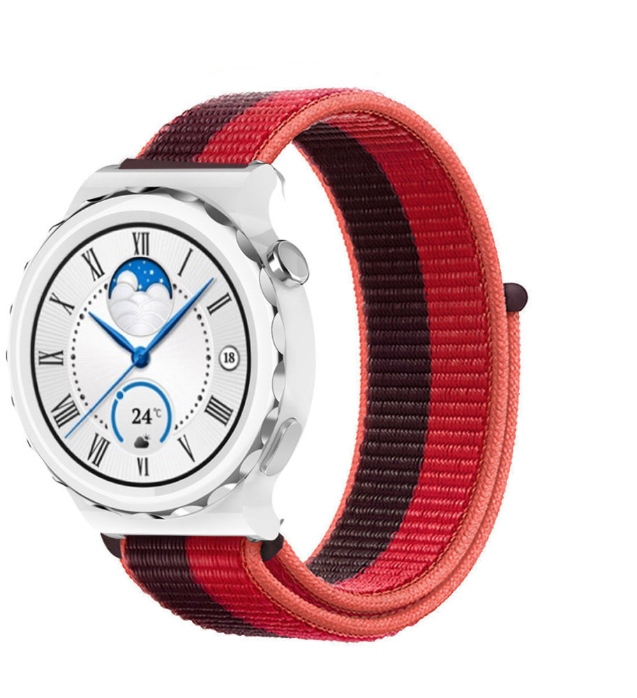 Strap-it® Strap-it Huawei Watch GT 3 Pro 43mm Nylonarmband (Kirschmagenta)