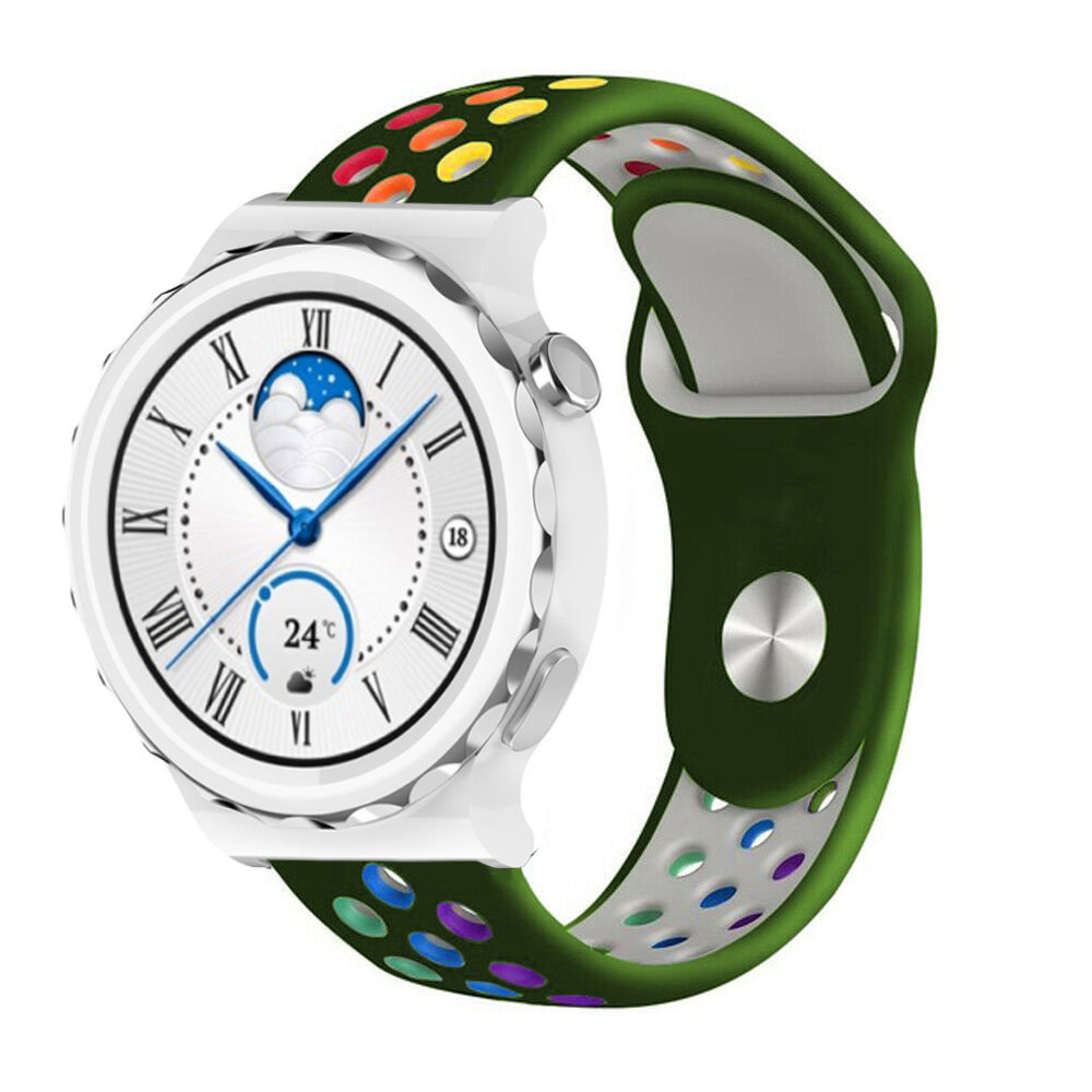 Strap-it® Strap-it Huawei Watch GT 3 Pro 43mm Sportarmband (Armeegrün/Bunt)