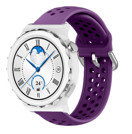 Strap-it® Strap-it Huawei Watch GT 3 Pro 43mm Silikonarmband mit Löchern (Lila)