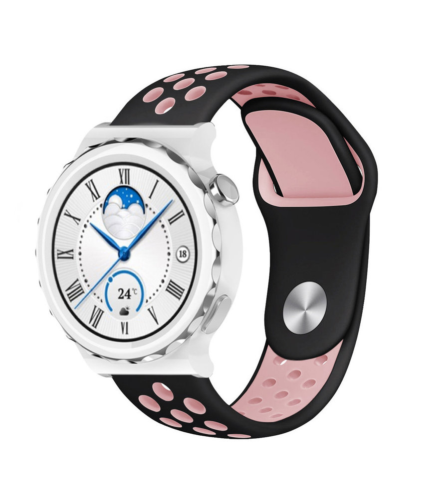 Strap-it® Strap-it Huawei Watch GT 3 Pro 43mm Sportarmband (Schwarz/Rosa)