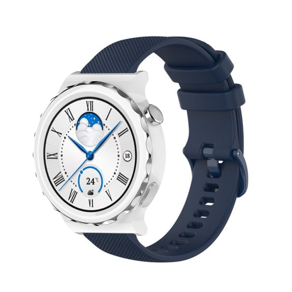Strap-it® Strap-it Huawei Watch GT 3 Pro 43mm Luxus-Silikonarmband (Dunkelblau)