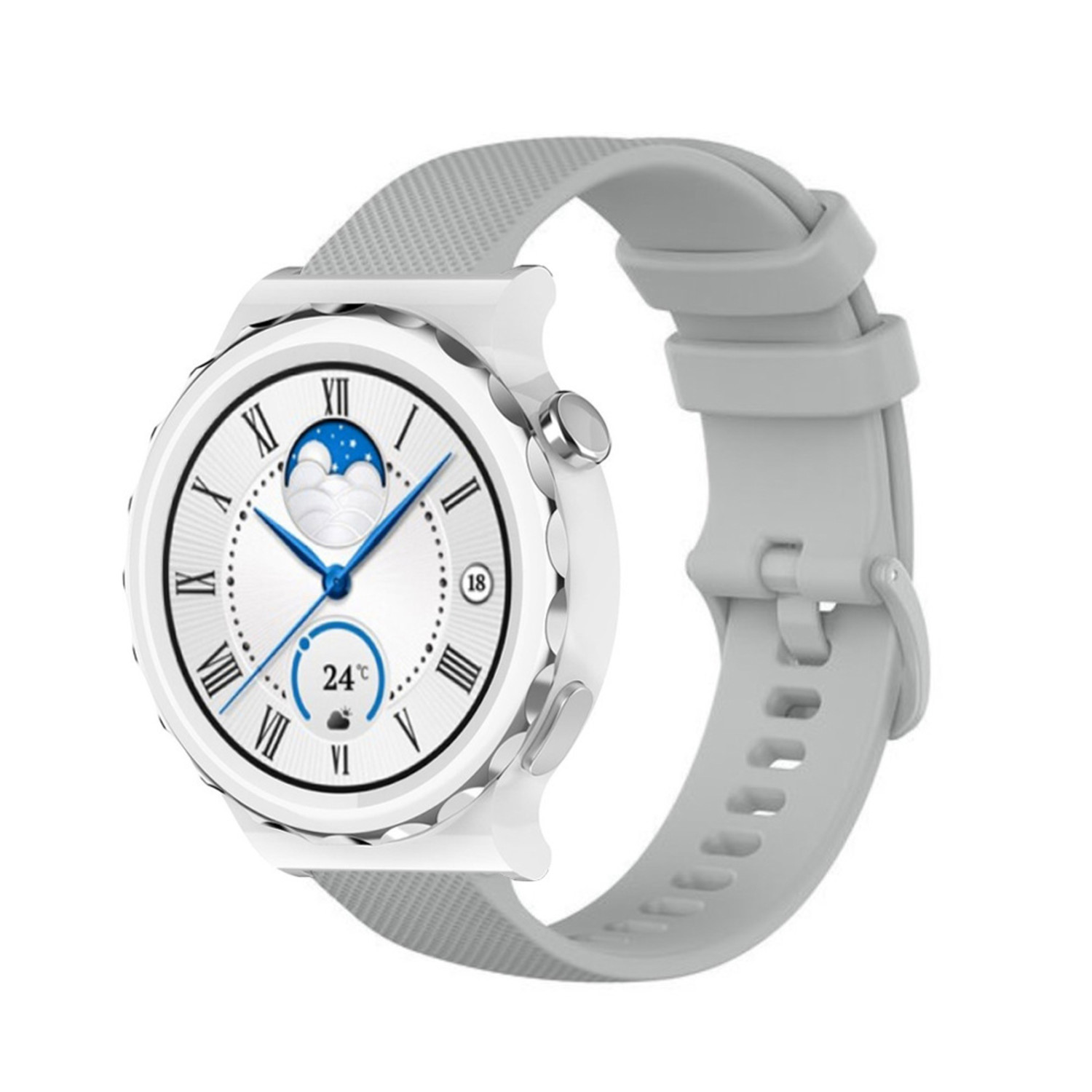 Strap it Strap it Huawei Watch GT 3 Pro 43mm Luxus Silikonarmband Grau
