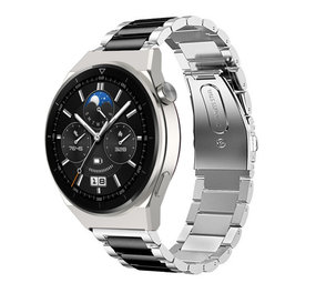 Strap-it® Huawei Watch GT 3 Pro 46mm Stahlarmband (Silber/Schwarz) Strap-it® Huawei Watch GT 3 Pro 46mm Stahlarmband (Silber/Schwarz)
