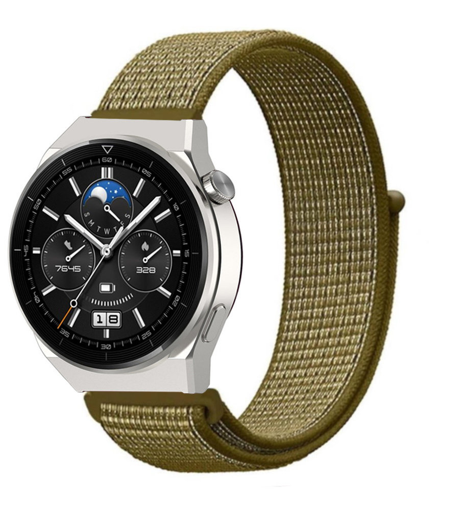 Strap-it® Strap-it Huawei Watch GT 3 Pro 46mm Nylonarmband (Oliv)