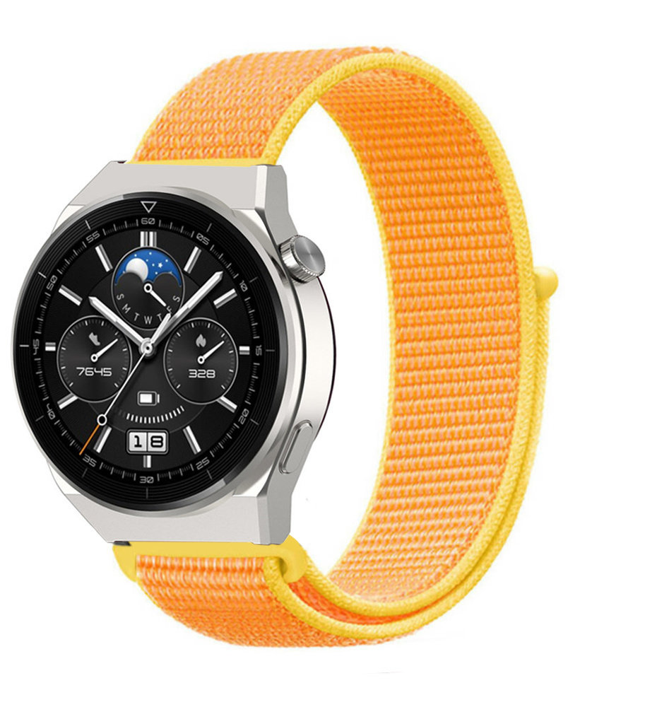 Strap-it® Strap-it Huawei Watch GT 3 Pro 46mm Nylonarmband (Hellgelb)
