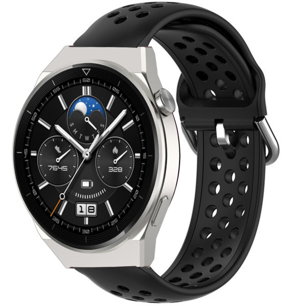Strap-it® Strap-it Huawei Watch GT 3 Pro 46mm Silikonarmband mit Löchern (Schwarz) Strap-it® Strap-it Huawei Watch GT 3 Pro 46mm Silikonarmband mit Löchern (Schwarz)