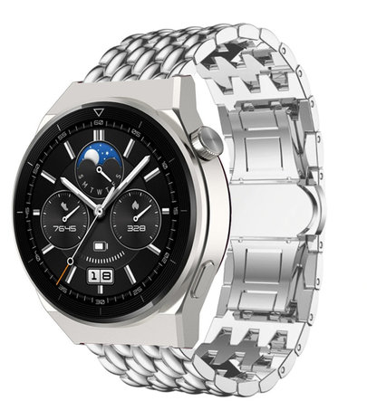 Strap-it® Strap-it Huawei Watch GT 3 Pro 46mm Drachenarmband Stahl (Silber) Strap-it® Strap-it Huawei Watch GT 3 Pro 46mm Drachenarmband Stahl (Silber)