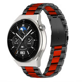 Strap-it® Huawei Watch GT 3 Pro 46mm Stahlarmband (Schwarz/Rot) Strap-it® Huawei Watch GT 3 Pro 46mm Stahlarmband (Schwarz/Rot)