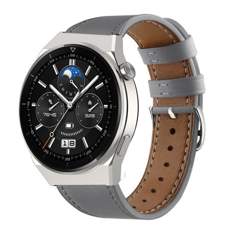Strap-it® Strap-it Huawei Watch GT 3 Pro 46mm Armband Leder (Grau) Strap-it® Strap-it Huawei Watch GT 3 Pro 46mm Armband Leder (Grau)