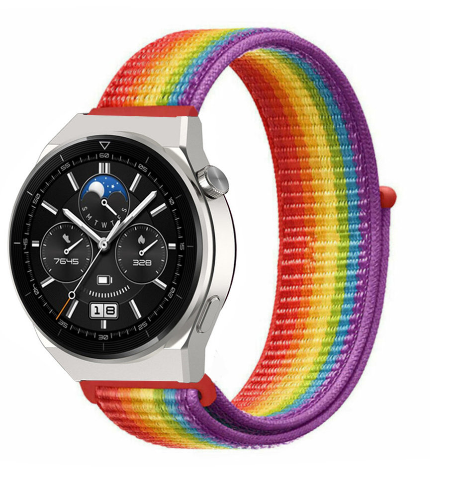 Strap-it® Strap-it Huawei Watch GT 3 Pro 46mm Nylonarmband (Regenbogen)