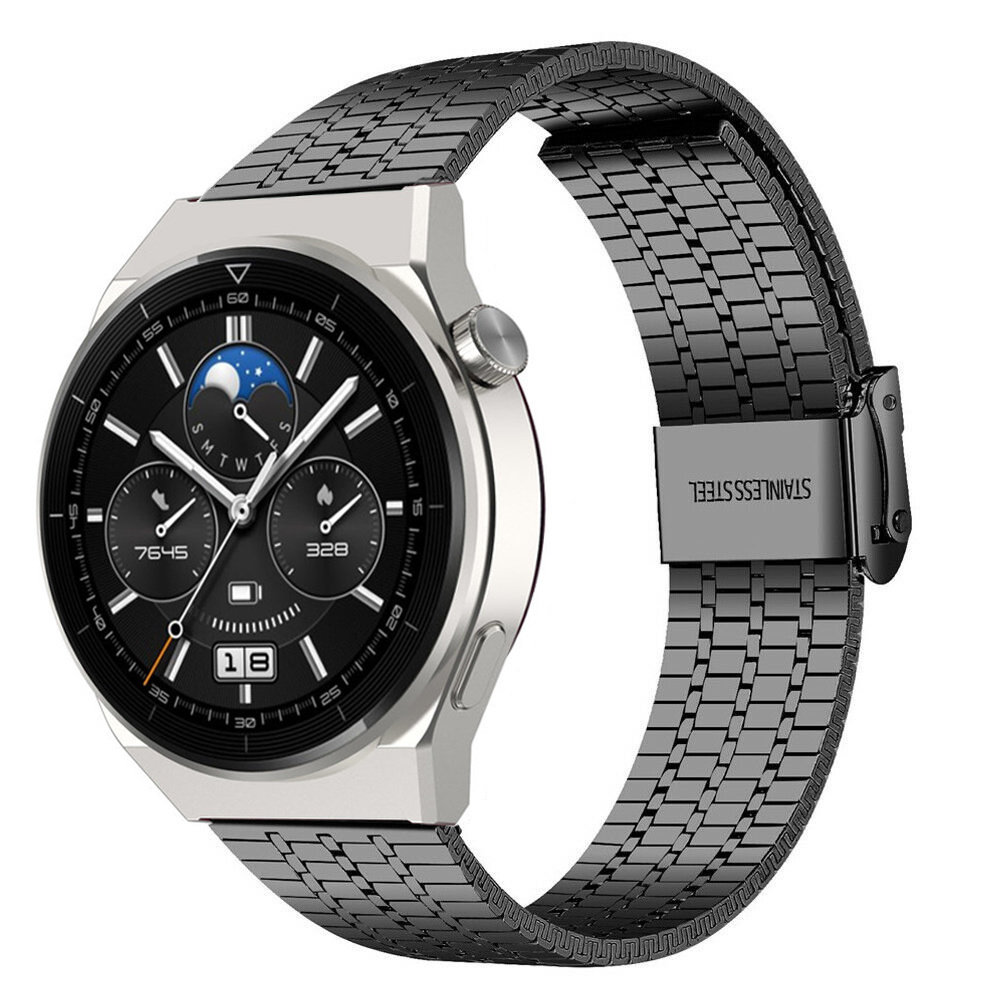 Strap-it® Strap-it Huawei Watch GT 3 Pro 46mm Edelstahlarmband (Schwarz)